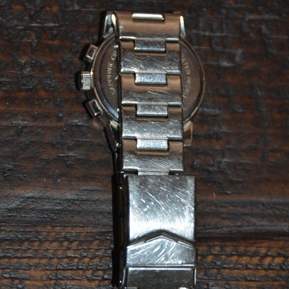 RARE VINTAGE ESTATE MAYORS BIRKS DIAMOND WHITE MOP CHRONOGRAPH SILVER BAND WATCH main image 11